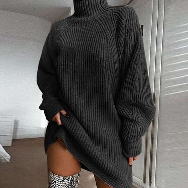 Solid Turtleneck Long Sweater Winter Warm Women Sweater Dress Solid Turtleneck Long Sweater Winter Warm Women Sweater Dress